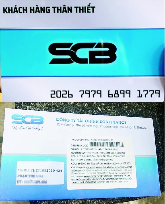 Phong bì chứa thẻ giả được gửi qua đường bưu diện tới khách hàng. Ảnh: SCB cung cấp