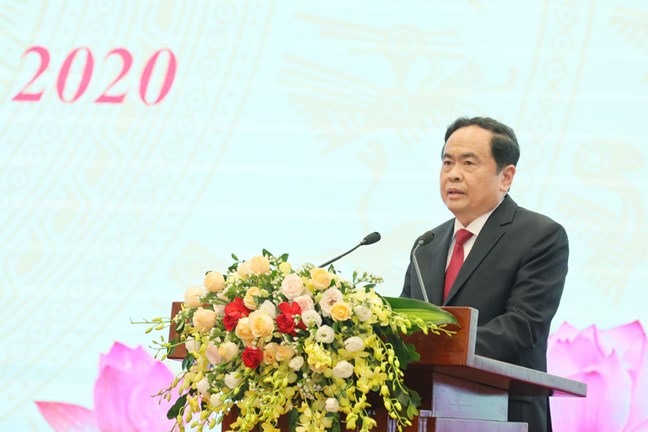 Chủ tịch UBTW MTTQ Việt Nam Trần Thanh Mẫn phát biểu tại Đại hội. Ảnh: Quang Vinh/MTTQ Việt Nam