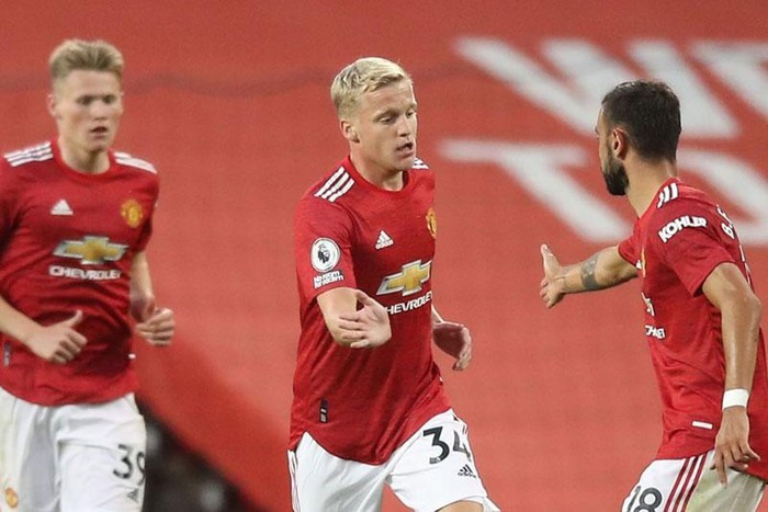 Van de Beek đã có bàn thắng đầu tiên cho Man United. Ảnh: Getty