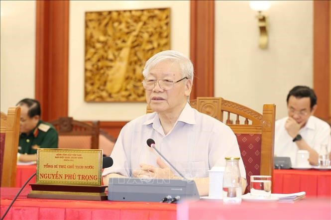 Tổng Bí thư, Chủ tịch nước Nguyễn Phú Trọng phát biểu tại buổi làm việc. Ảnh: TTXVN