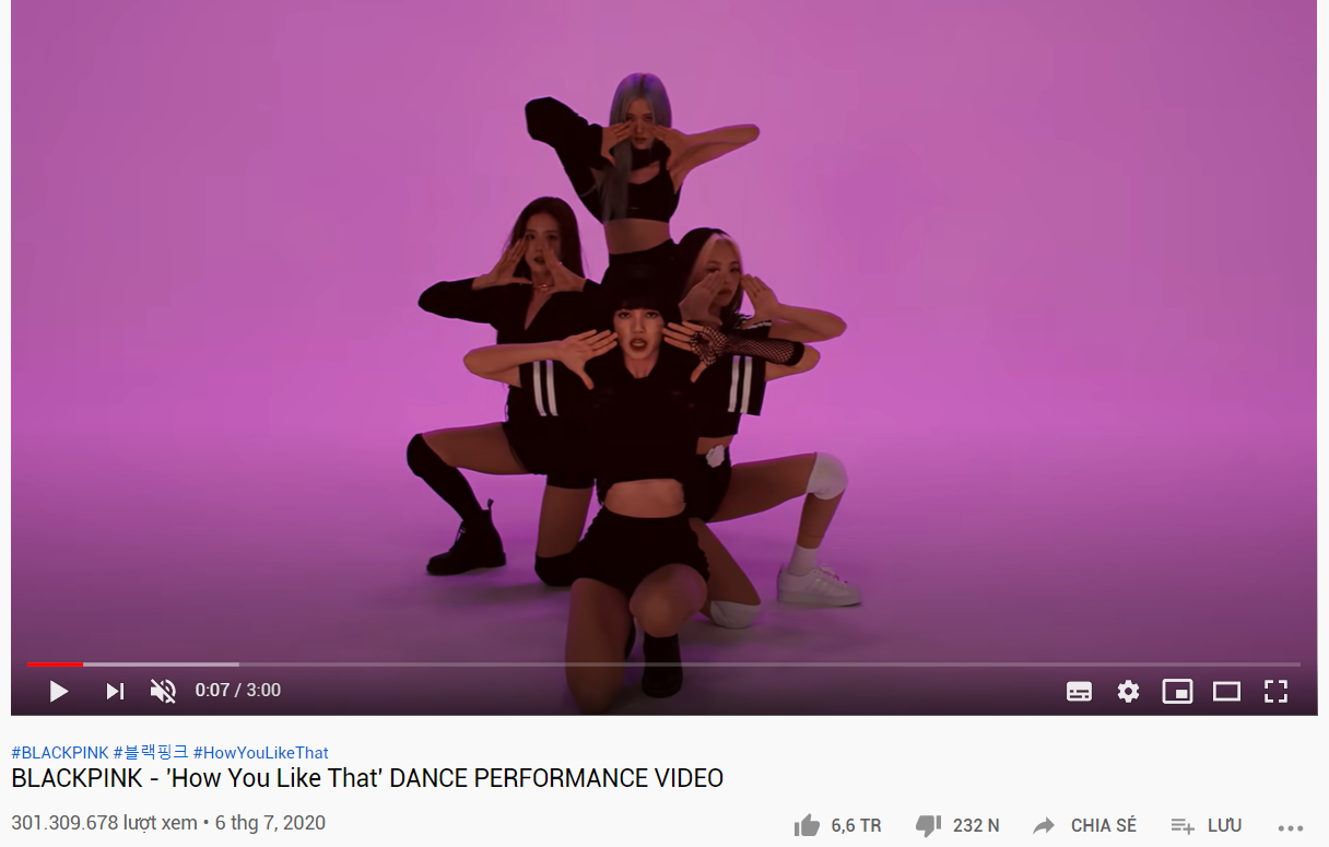 How you like that bản dance cán mốc hơn 300 triệu lượt xem. Ảnh: Cắt MV
