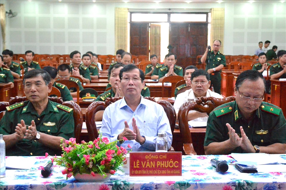Sáng ngày 26.9 tại TP. Châu Đốc, tỉnh An Giang, Bộ Tư lệnh Bộ đội Biên phòng tổ chức Hội nghị tổng kết các chuyên án AG420, AG620 và LA520 đấu tranh tội phạm ma túy của Bộ đội Biên phòng năm 2020. Ảnh: Lục Tùng