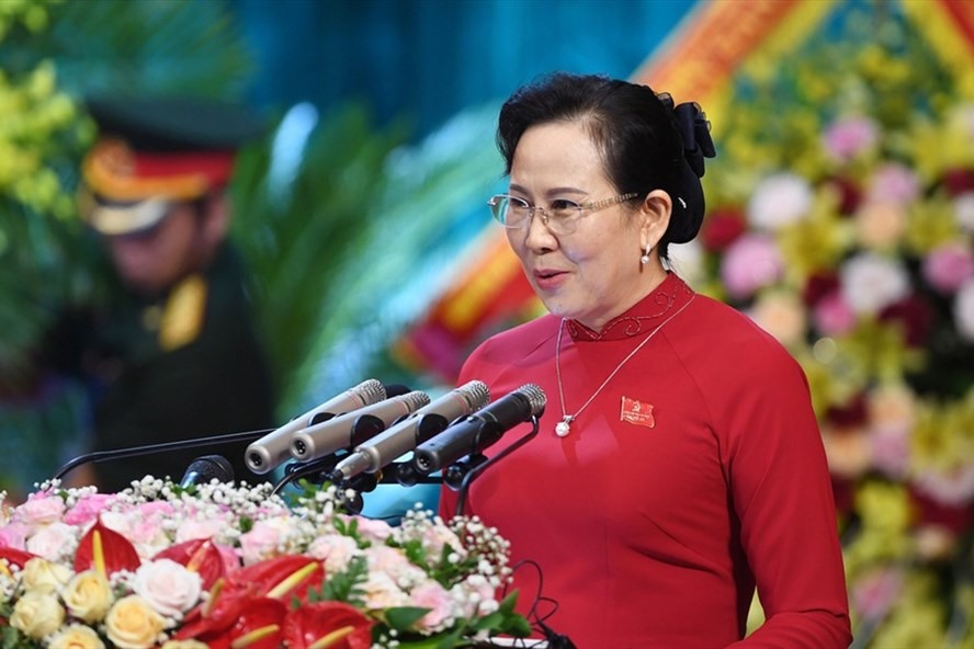 Bà Lê Thị Thuỷ - Bí thư Tỉnh uỷ Hà Nam, nhiệm kỳ 2020 - 2025. Ảnh: X.H