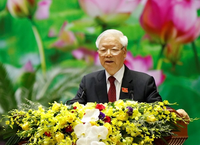 Tổng Bí thư, Chủ tịch Nước Nguyễn Phú Trọng - Bí thư Quân ủy Trung ương phát biểu chỉ đạo Đại hội. Ảnh Phạm Cường
