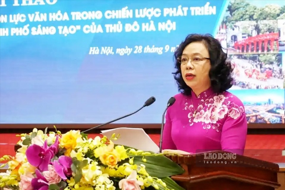 Phó Bí thư Thường trực Thành ủy Ngô Thị Thanh Hằng phát biểu tại hội thảo. Ảnh: Lan Nhi