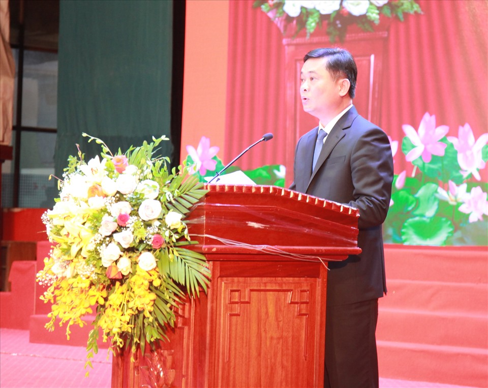 Đồng chí Thái Thanh Quý phát biểu tại buổi lễ. Ảnh :Trần Tuyên