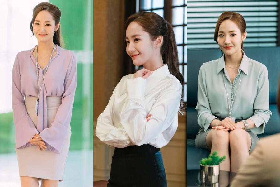 Phong cách công sở ngọt ngào của Park Min Young được nhiều chị em học hỏi. (Ảnh: Cắt từ phim).