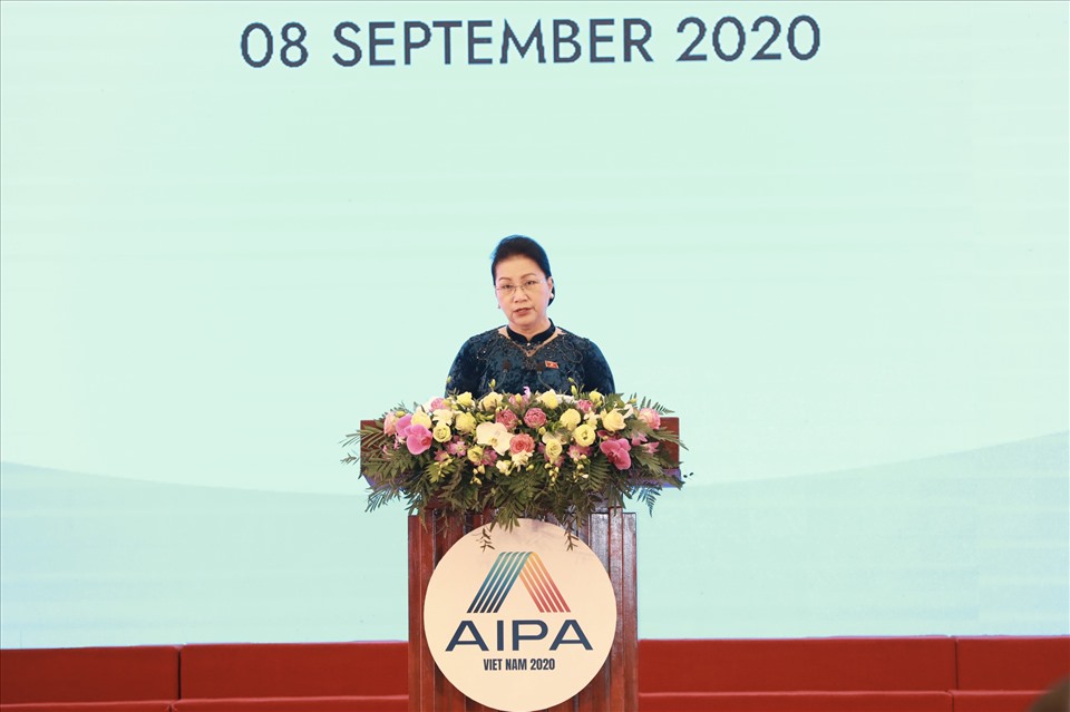 Chủ tịch Quốc hội Nguyễn Thị Kim Ngân phát biểu khai mạc AIPA 41. Ảnh HN