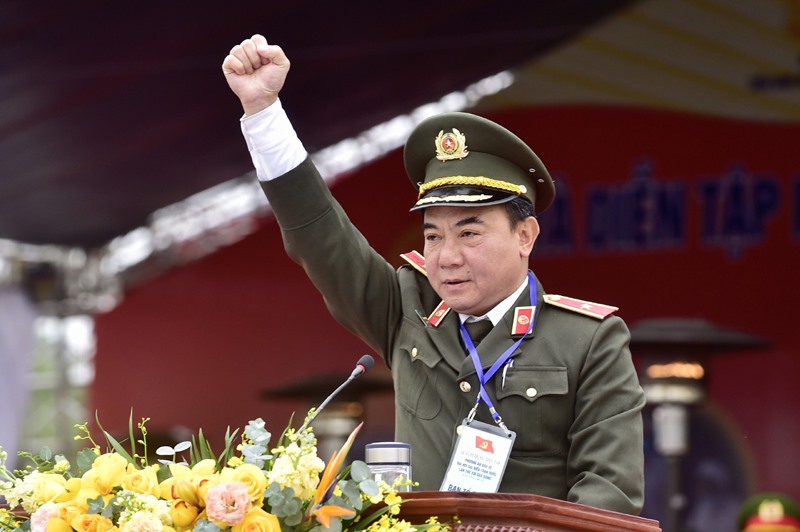Thiếu tướng Nguyễn Anh Tuấn, Phó Giám đốc Công an TP Hà Nội hứa quyết tâm bảo vệ tuyệt đối an ninh, an toàn Đại hội lần thứ XIII của Đảng. Ảnh: Đoàn Bắc