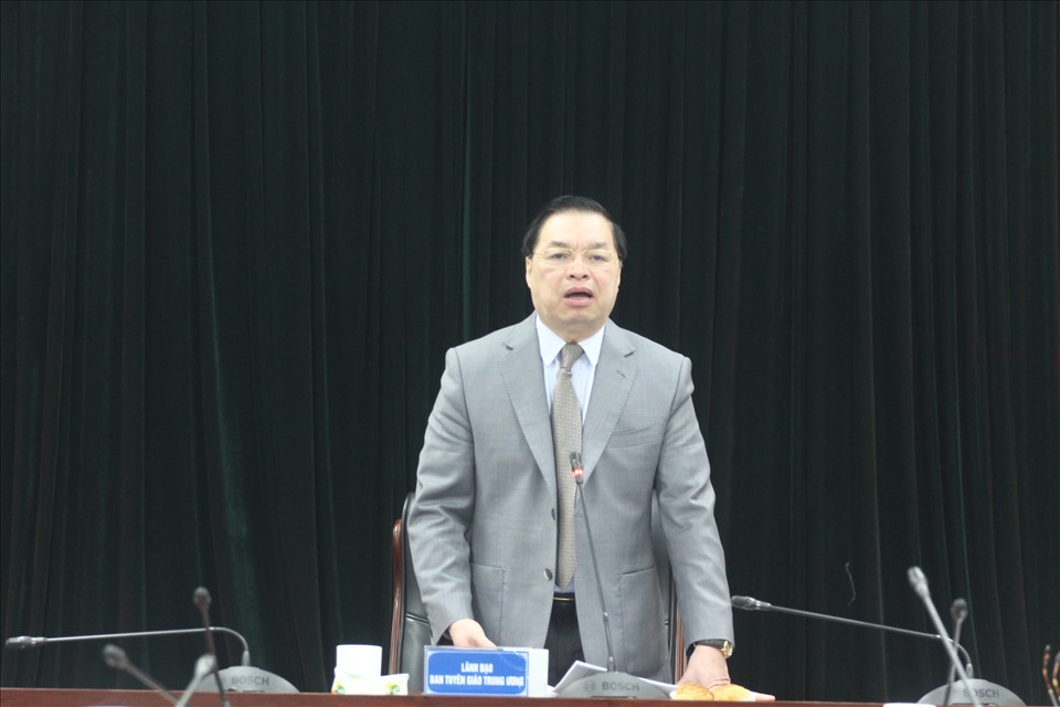 Ông Lê Mạnh Hùng phát biểu tại buổi làm việc. Ảnh TV