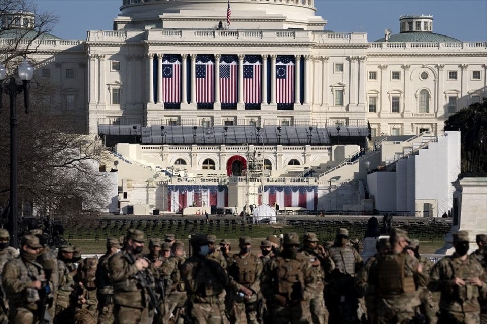 25.000 lính Vệ binh Quốc gia được huy động để bảo vệ an toàn cho lễ nhậm chức của ông Joe Biden. Ảnh: AFP