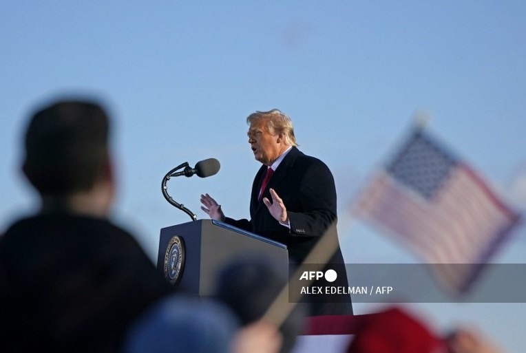 Tổng thống Donald Trump phát biểu chia tay. Ảnh: AFP