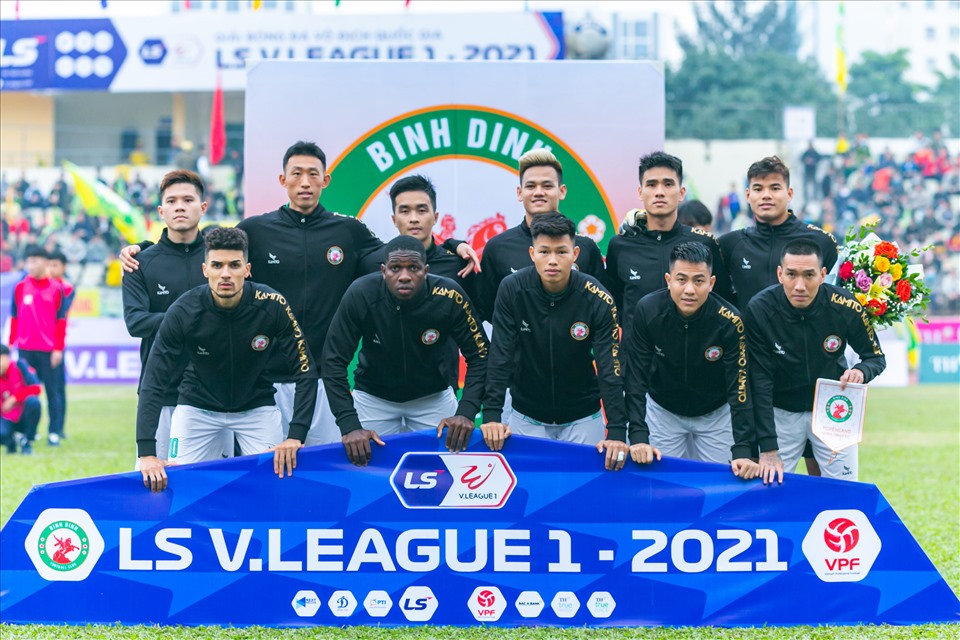 Câu lạc bộ Bình Định có được 1 điểm sau trận hoà Sông Lam Nghệ An ở vòng 1 V.League 2021. Ảnh: Xuân Thuỷ