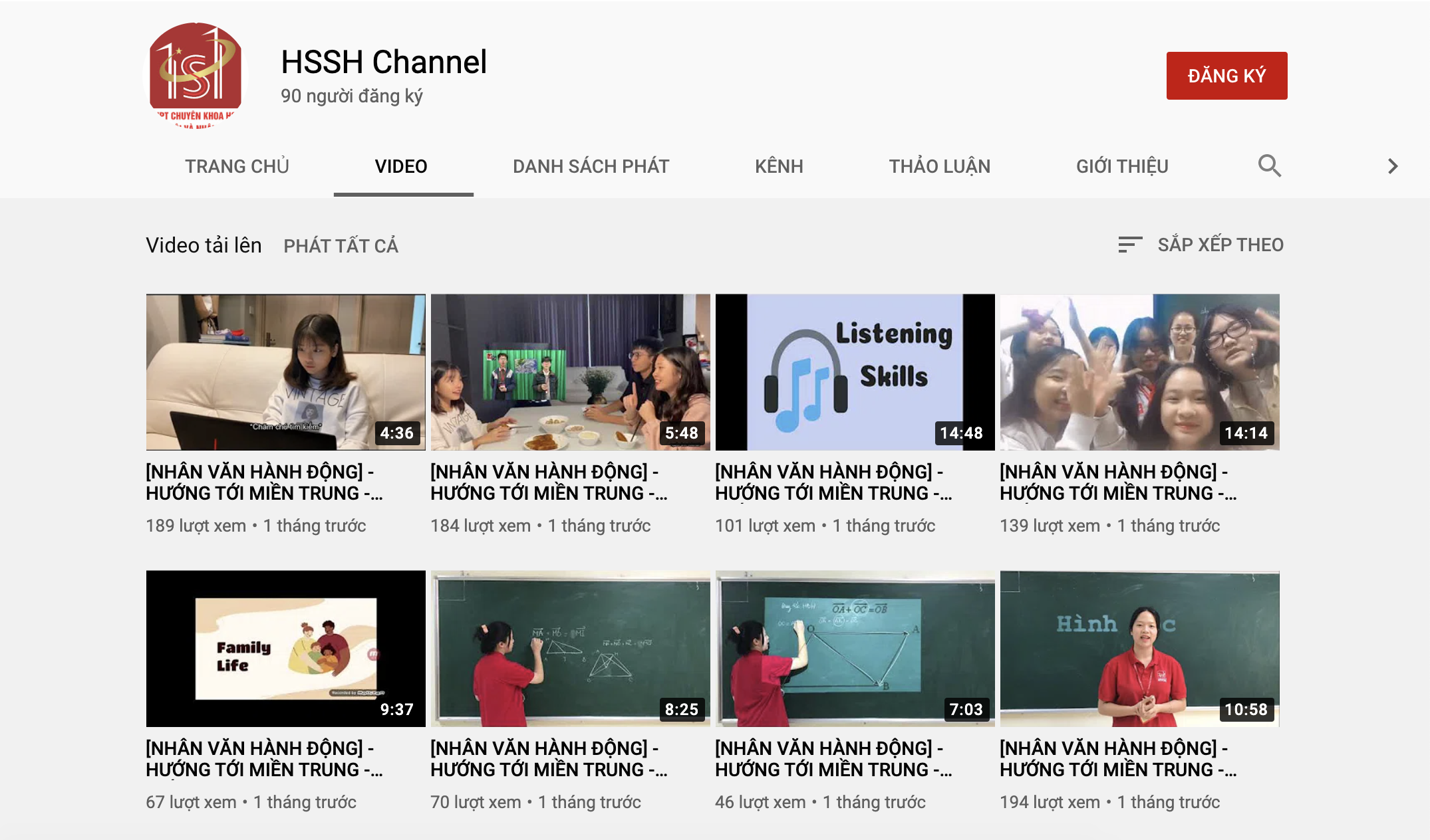 Các clip dạy học được đăng tải lên các trang mạng xã hội và kênh Youtube HSSH Channel. Ảnh chụp màn hình