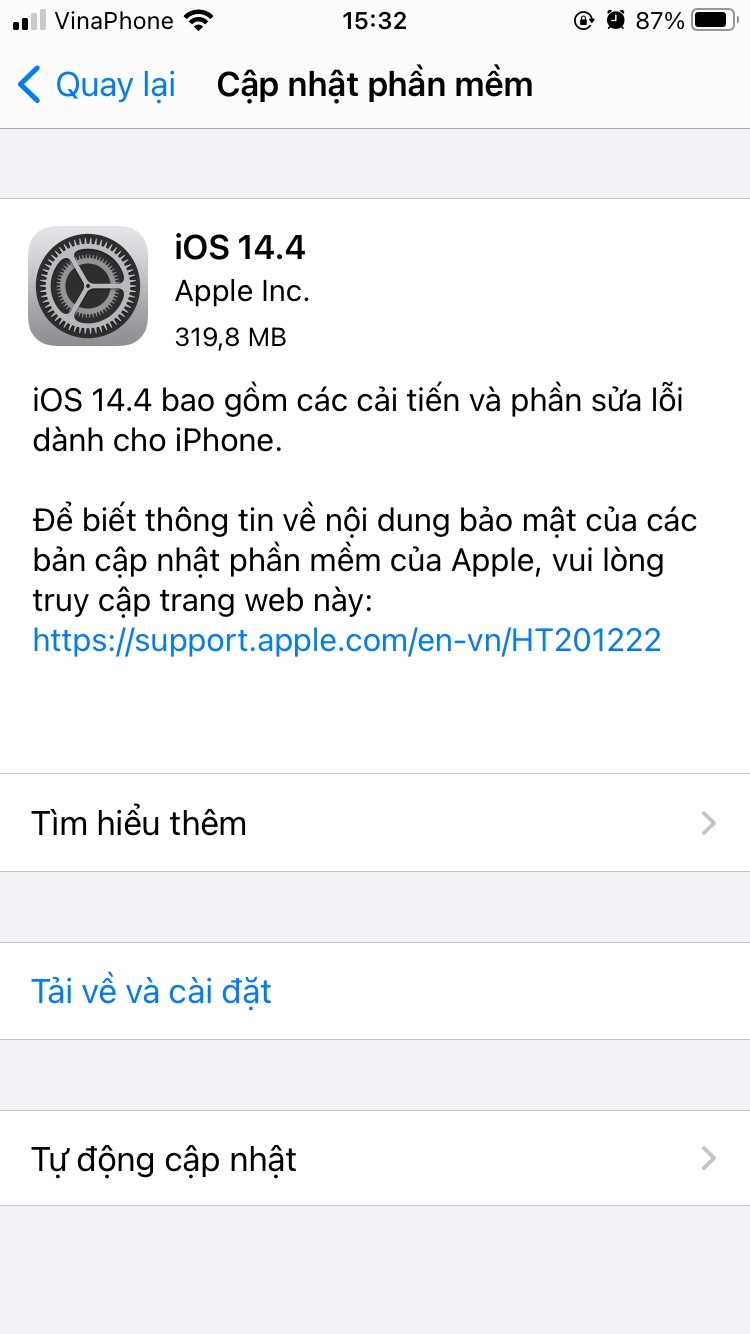 Bản cập nhật iOS 14.4 sẵn sàng người dùng nên cập nhật. (Ảnh: Sổ Châu)