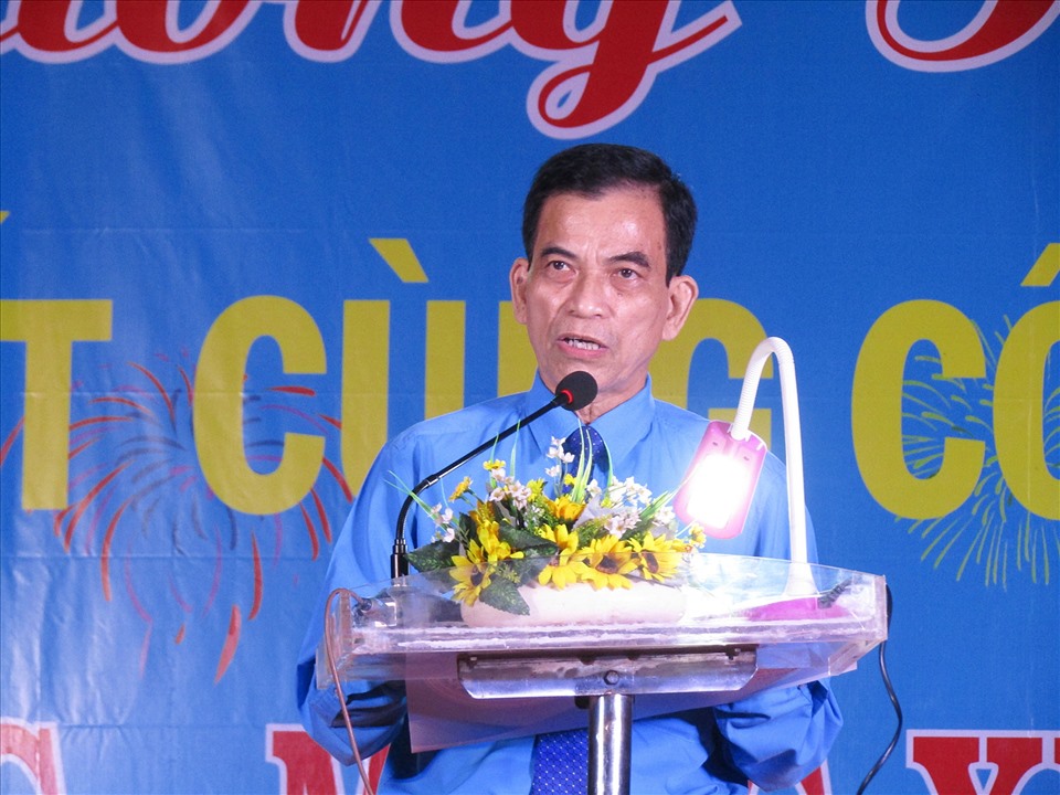 Ông Trương Văn Hiền - Chủ tịch Liên đoàn Lao động tỉnh Tiền Giang phát biểu khai mạc chương trình.