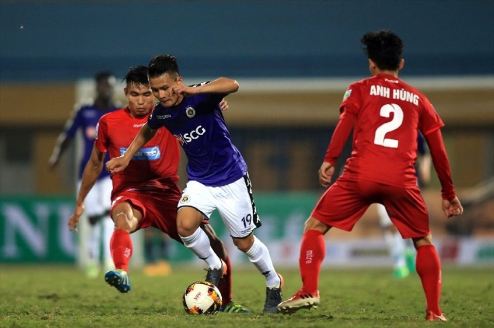 Trận đấu giữa Hải Phòng và Hà Nội tại vòng 3 V.League 2021 bị hoãn lại. Ảnh: H.A