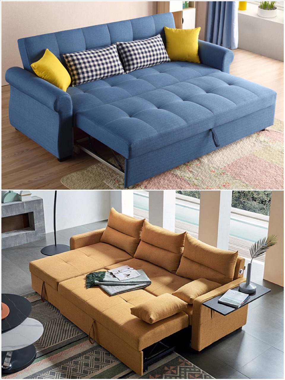 Vừa có là ghế ngồi, vừa thành giường nằm chính là lợi thế khiến sofa giường là giải pháp hoàn hảo với những ngôi nhà hiện đại. Đồ họa: Đức Mạnh