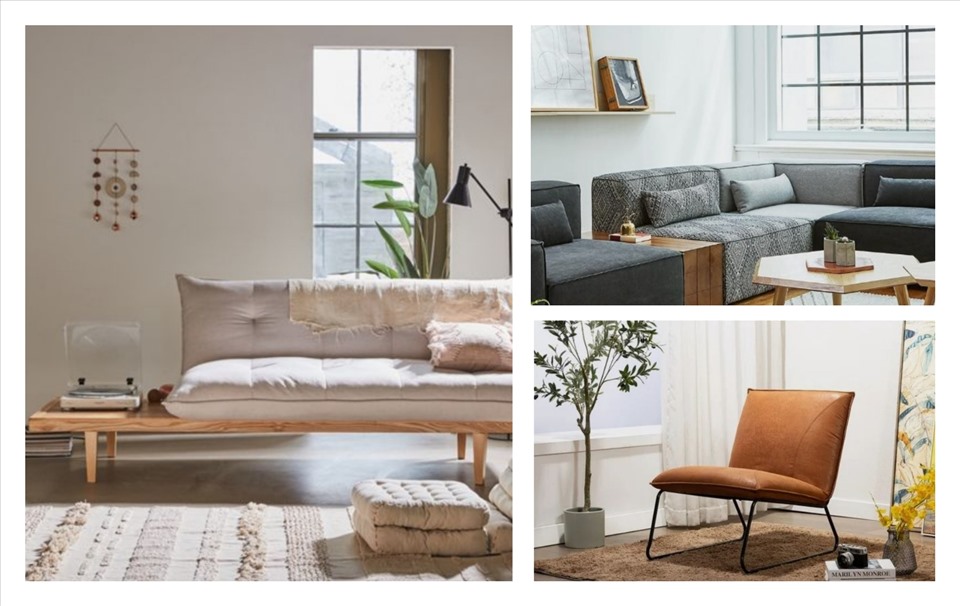 Chọn sofa “không tay” giúp phòng khách rộng rãi hơn. Đồ họa: Bảo Trân