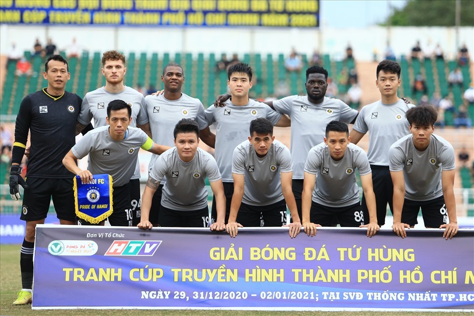 Đây là đội hình được ông Chu Đình Nghiêm nhấn mạnh là bộ khung của Hà Nội ở V.League 2021. Ảnh: Hoài Thu.