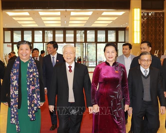 Tổng Bí thư, Chủ tịch nước Nguyễn Phú Trọng đến dự gặp mặt. Ảnh: Trí Dũng/TTXVN