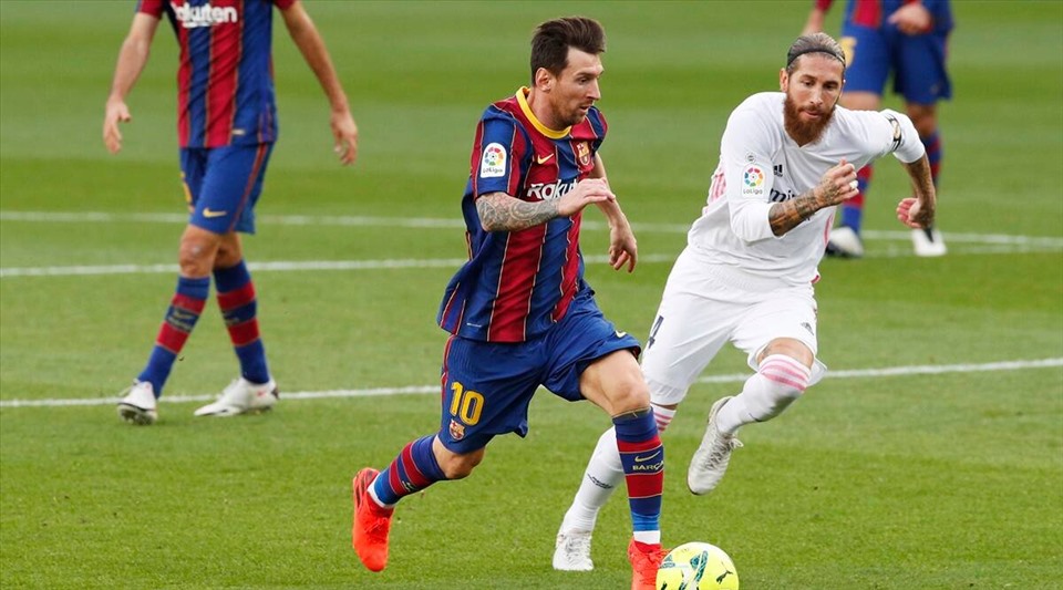 Có Sergio Ramos phòng ngự, Lionel Messi tấn công cùng Neymar và Kylian Mbappe, đội hình PSG sẽ rất “khủng“. Ảnh: AFP
