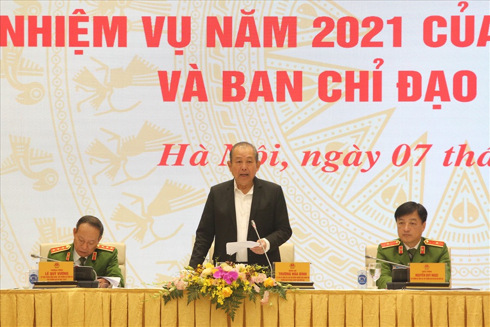 Phó Thủ tướng Trương Hoà Bình phát biểu tại Hội nghị. Ảnh T.Vương