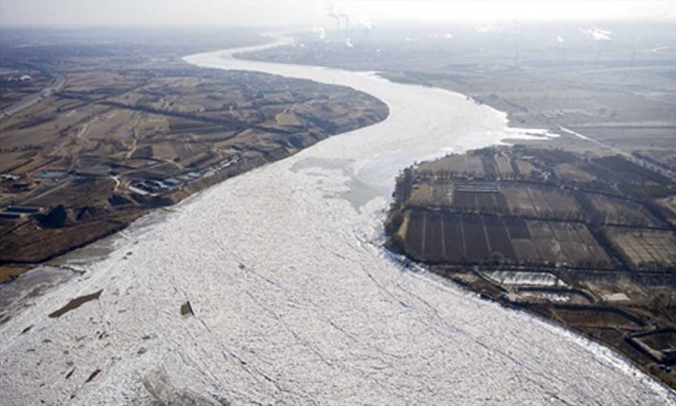 Sông Hoàng Hà đóng băng. Ảnh: Tân Hoa Xã