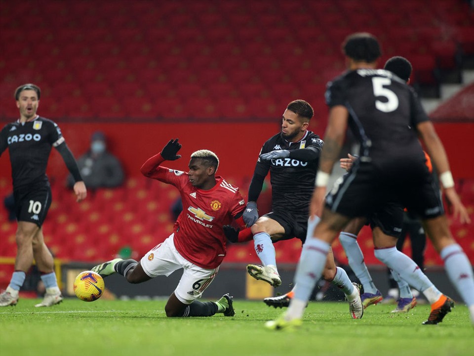 Pha bóng Man United được thổi phạt 11m ở trận đấu với Aston Villa. Ảnh: AFP