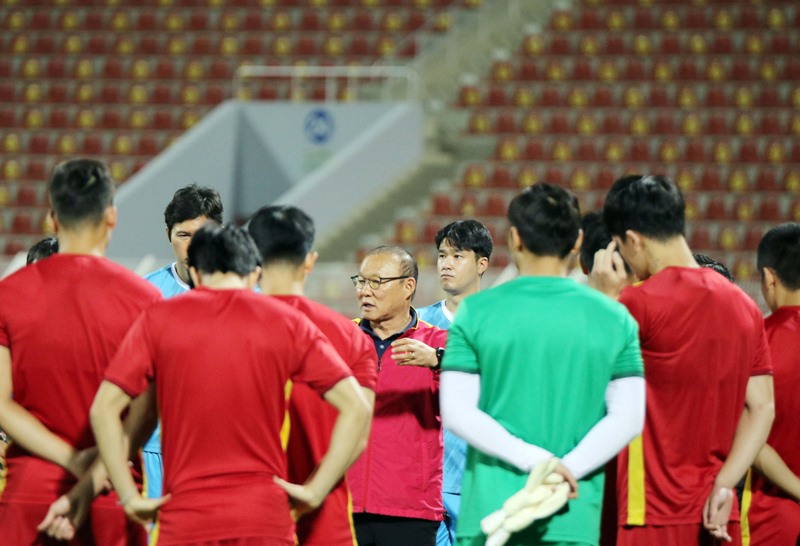 Tuyển Việt Nam đã hoàn tất bước chuẩn bị cuối cùng cho trận đấu với chủ nhà Oman. Ảnh: VFF