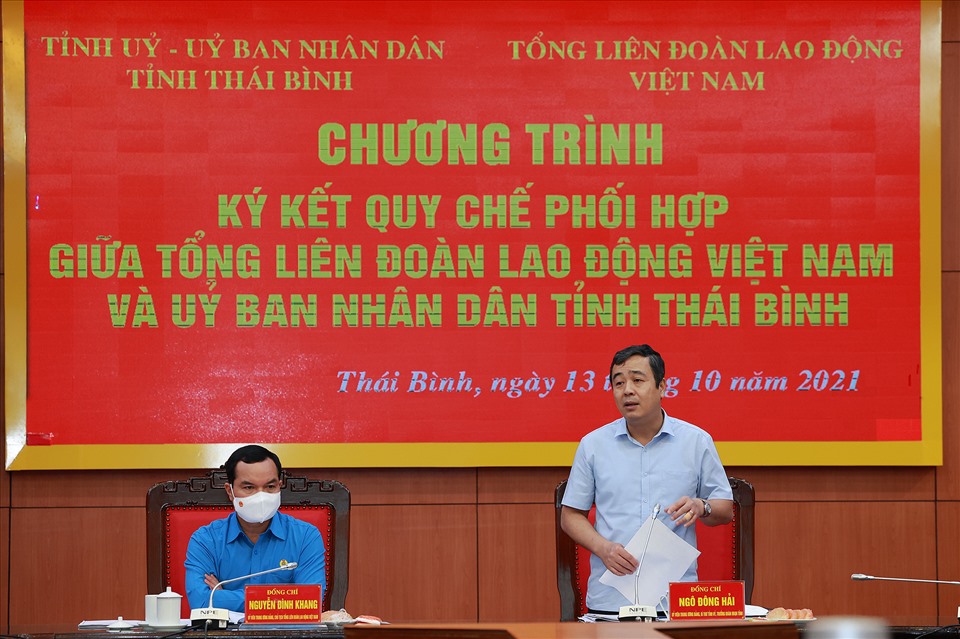 Ông Ngô Đông Hải - Bí thư tỉnh uỷ Thái Bình phát biểu tại buổi làm việc. Ảnh: Hải Nguyễn