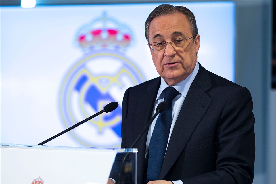 “Bố già” Perez luôn là điểm tựa lớn nhất của Real Madrid trong mọi thương vụ. Ảnh: AFP.