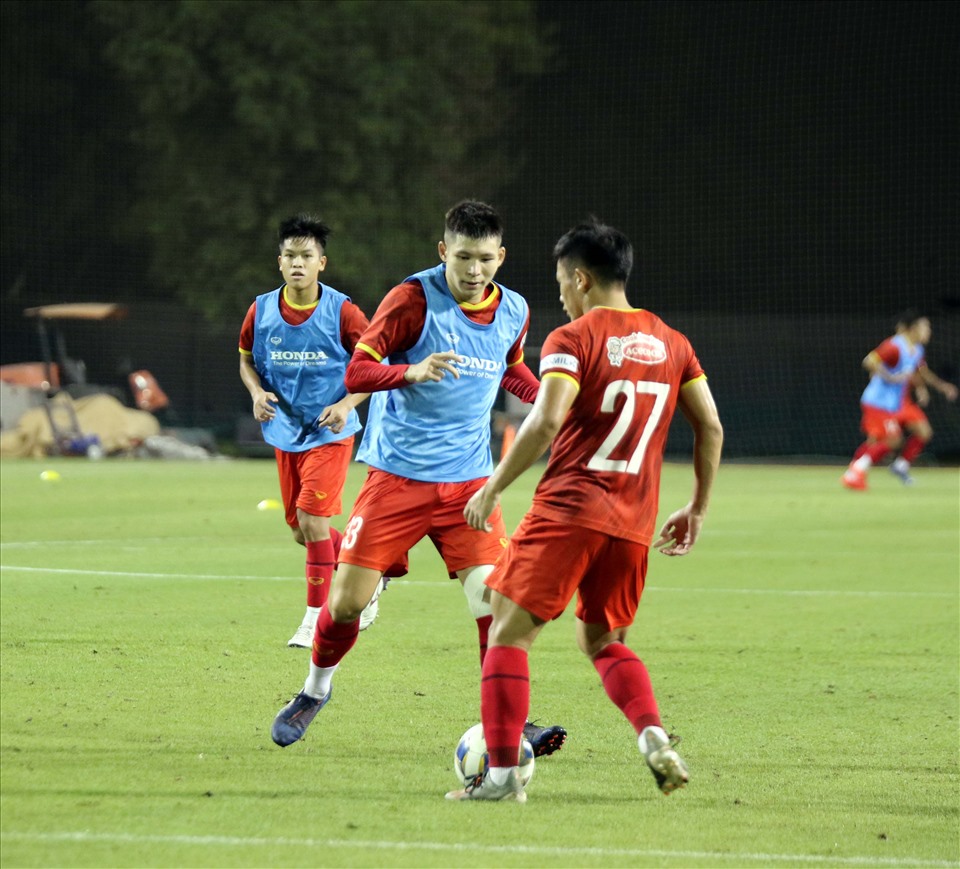 U23 Việt Nam bước vào buổi tập luyện thứ 6 trong đợt tập huấn tại UAE chuẩn bị cho vòng loại U23 Châu Á 2022. Ảnh: VFF