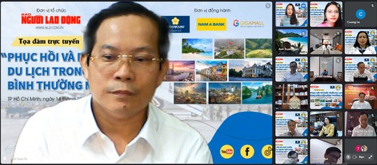Nhà báo Tô Đình Tuân - Tổng Biên tập Báo Người Lao Động nhìn nhận, đối với ngành du lịch, việc mở cửa tới đâu, như thế nào phụ thuộc tình hình kiểm soát dịch và độ phủ vaccine. Ảnh: BTC