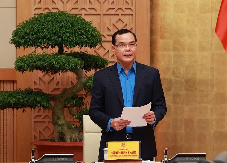 Chủ tịch Tổng LĐLĐVN phát biểu tại hội nghị. Ảnh: Hải Nguyễn