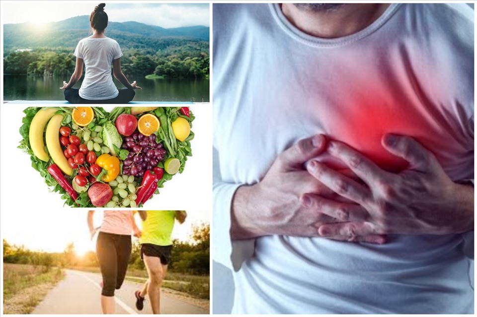 Tập thể dục và ăn uống lành mạnh có thể giúp bạn cải thiện sức khoẻ tim mạch. Đồ hoạ: Ánh Nhiên