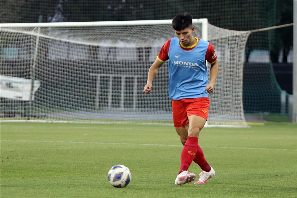 U23 Việt Nam chuẩn bị có trận đấu giao hữu với U23 Kyrgyzstan tại sân The Sevens Dubai. Đây cũng là trận đấu giao hữu cuối cùng của U23 Việt Nam trước khi chốt danh sách và di chuyển sang Kyrgyzstan để tham dự vòng loại U23 châu Á 2023. Ảnh: VFF