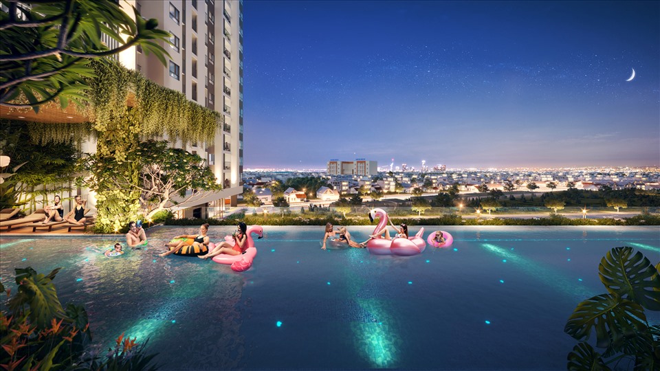 Moonlight Centre Point đáp ứng nhu cầu nghỉ ngơi tại gia của cư dân với 2 hồ bơi skypool tại tầng 5 của dự án. Ảnh: Hưng Thịnh Land
