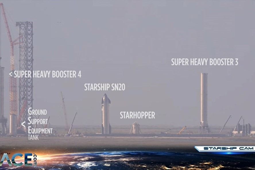 Nguyên mẫu Starship SN20 của SpaceX đã đến điểm phóng hồi tháng 8. Ảnh chụp màn hình