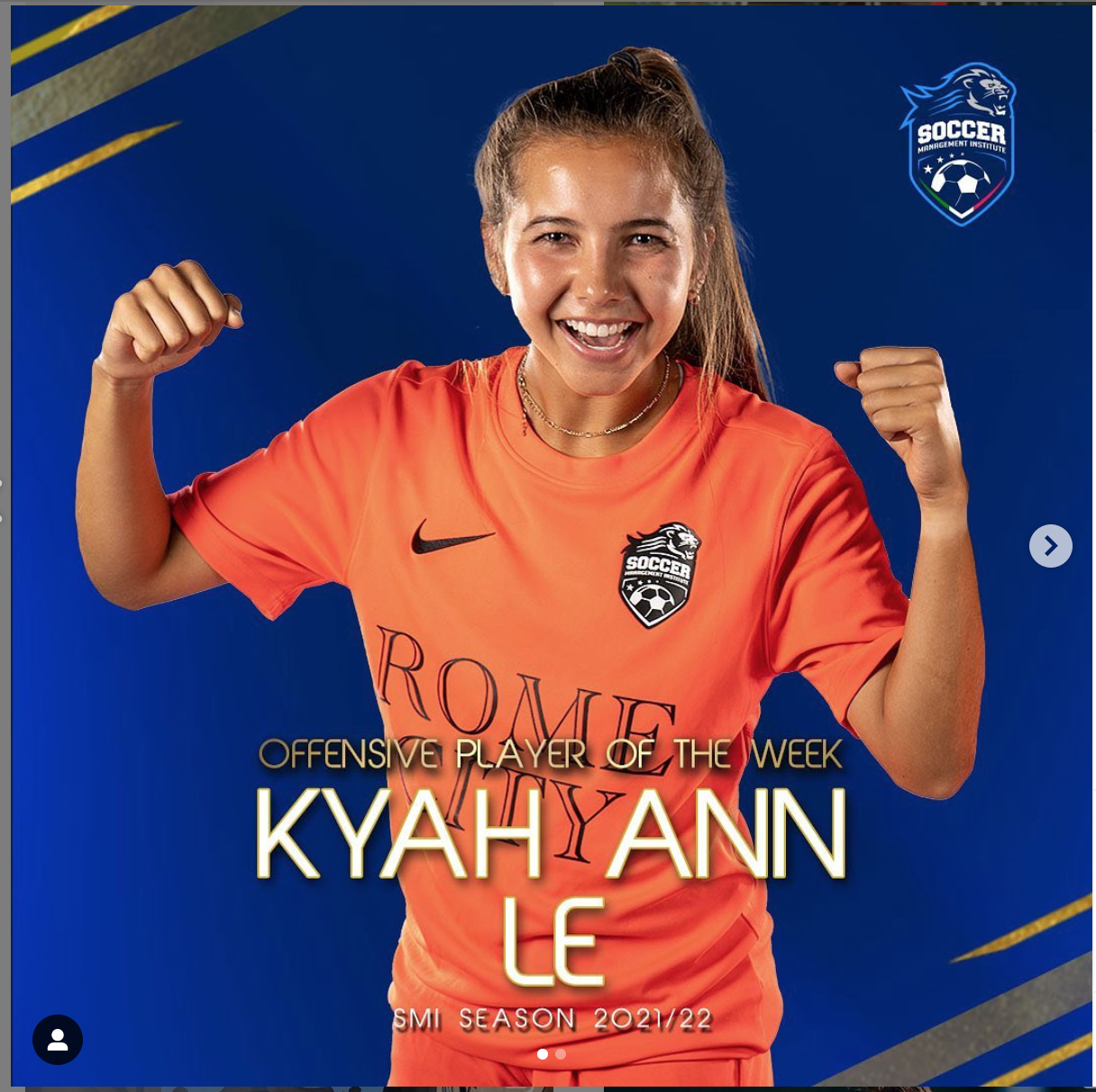 Kyah Le vừa được đội bóng RES Roma bầu chọn là cầu thủ nữ xuất sắc nhất tuần ngày 11.10 vừa qua. Ảnh: RES Roma