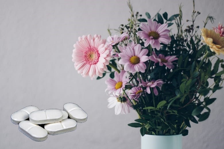 Sử dụng một vài viên aspirin nghiền là cách thức khá phổ biến để giúp tăng nồng độ axit trong nước, giúp hoa tươi lâu tàn. Ảnh: Xinhua