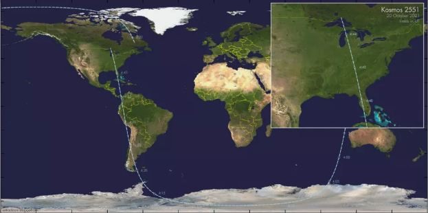 Sơ đồ quỹ đạo của vệ tinh Kosmos-2551. Ảnh: Công ty theo dõi vệ tinh Marco Langbroek