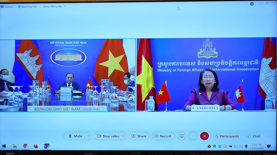 Tham khảo chính trị Việt Nam – Campuchia lần thứ 7 theo hình thức trực tuyến. Ảnh: Bộ Ngoại giao