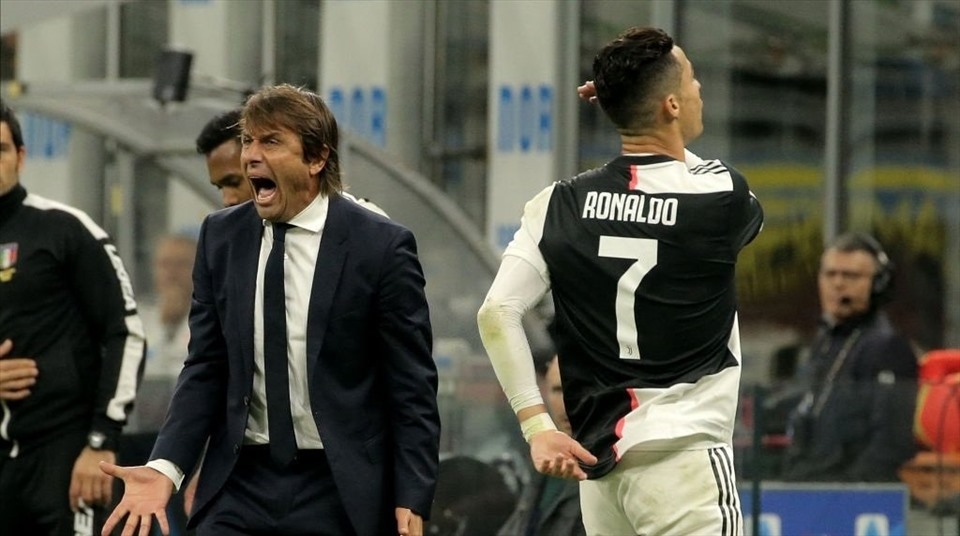 Ronaldo không ưa Antonio Conte từ thời thi đấu cho Juventus. Ảnh: Serie A