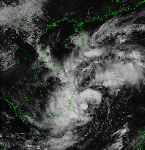 Hình ảnh vệ tinh về áp thấp nhiệt đới. Nguồn: NCHMF