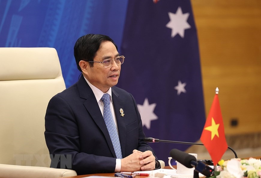 Thủ tướng Phạm Minh Chính phát biểu tại hội nghị cấp cao ASEAN-Australia. Ảnh: TTXVN
