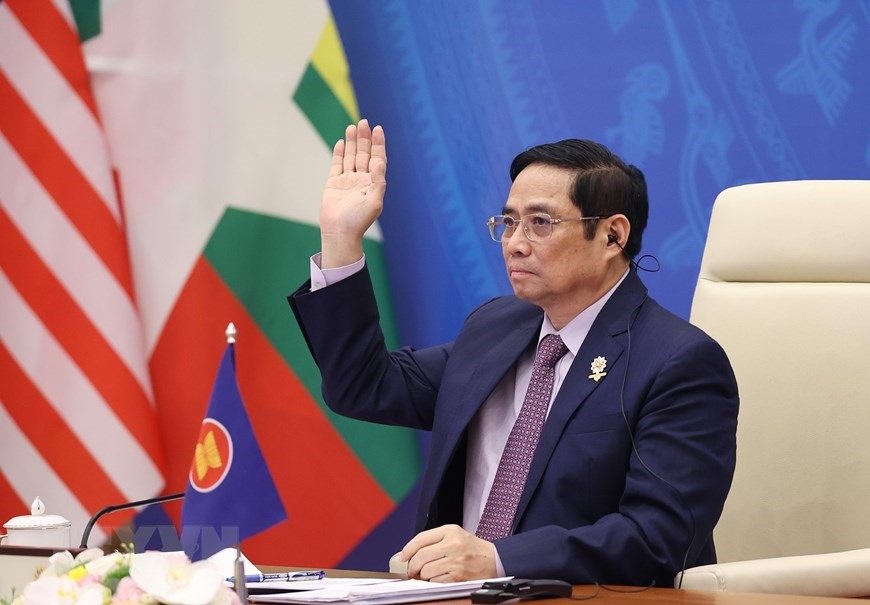 Thủ tướng Phạm Minh Chính dự lễ bế mạc Hội nghị cấp cao ASEAN lần thứ 38 và 39. Ảnh: TTXVN