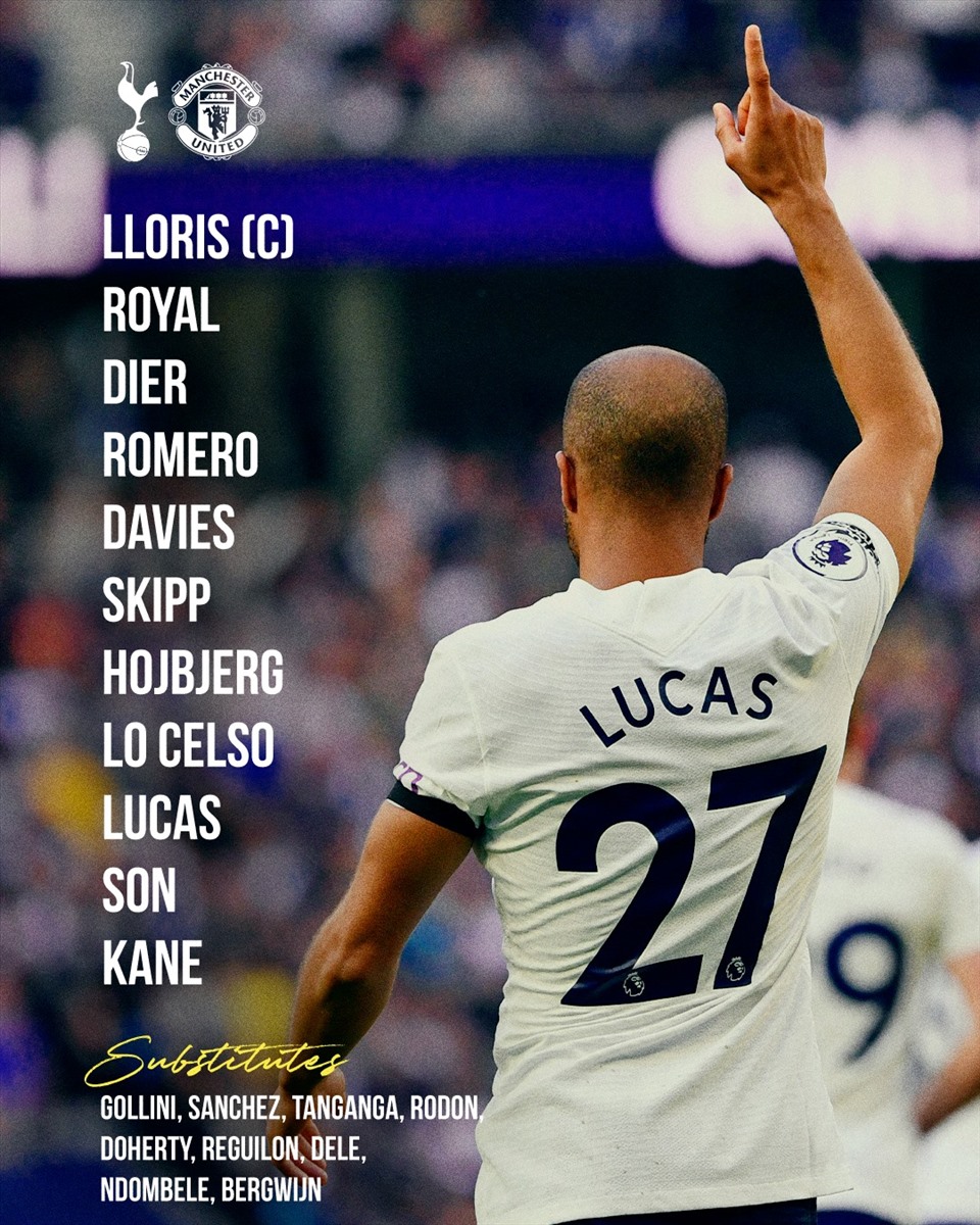 Đội hình ra sân của Spurs, Son và Kane cùng xuất phát. Ảnh: Tottenham