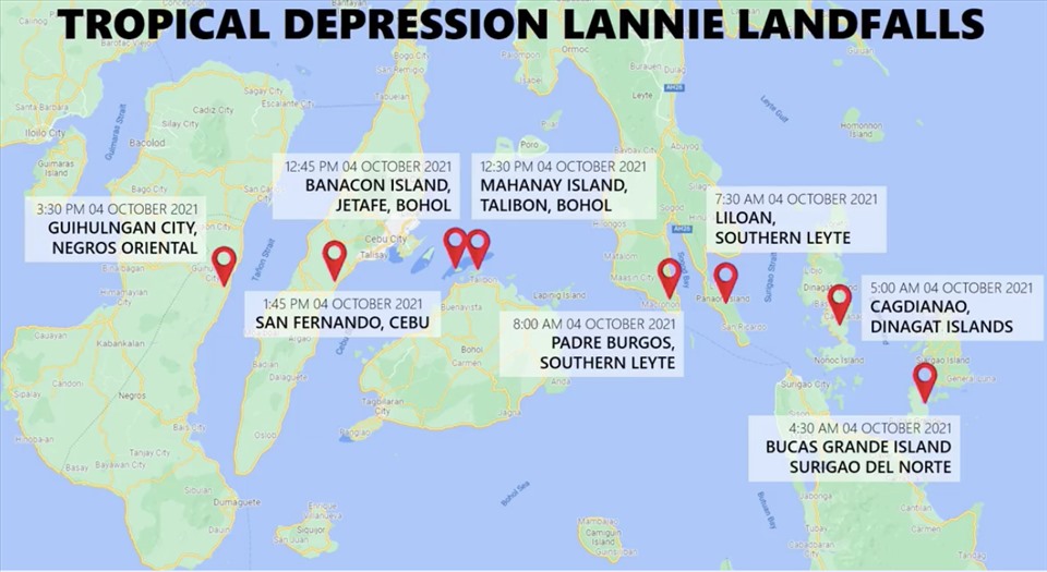 Áp thấp nhiệt đới Lannie đổ bộ các khu vực ở Philippines. Ảnh: PASAGA