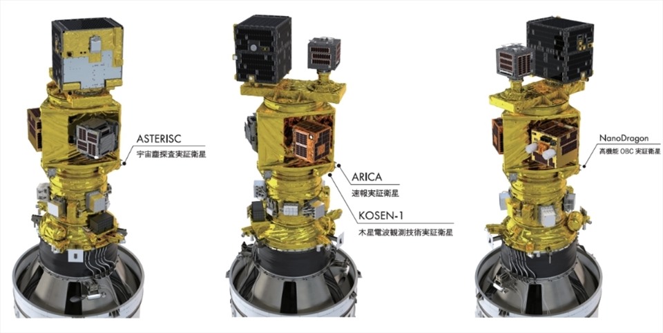 Sơ đồ bố trí các vệ tinh Cubesat trên tên lửa Epsilon số 5 trong lần phóng này (Ảnh: JAXA)